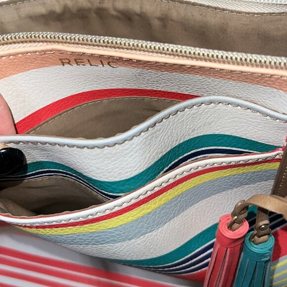 RELIC OH happy day shoulder tote spring summer striped purse minor flaws shown - Picture 14 of 16